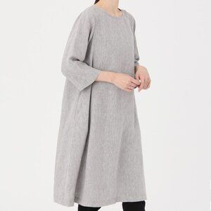 MUJI French Linen 3/4 sleeve dress Gray size L